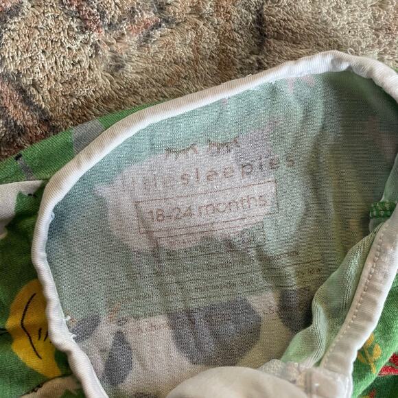 Little Sleepies 18-24mos Farm Animals Green Zippy One Piece Bamboo Sleeper EUC - Picture 6 of 8